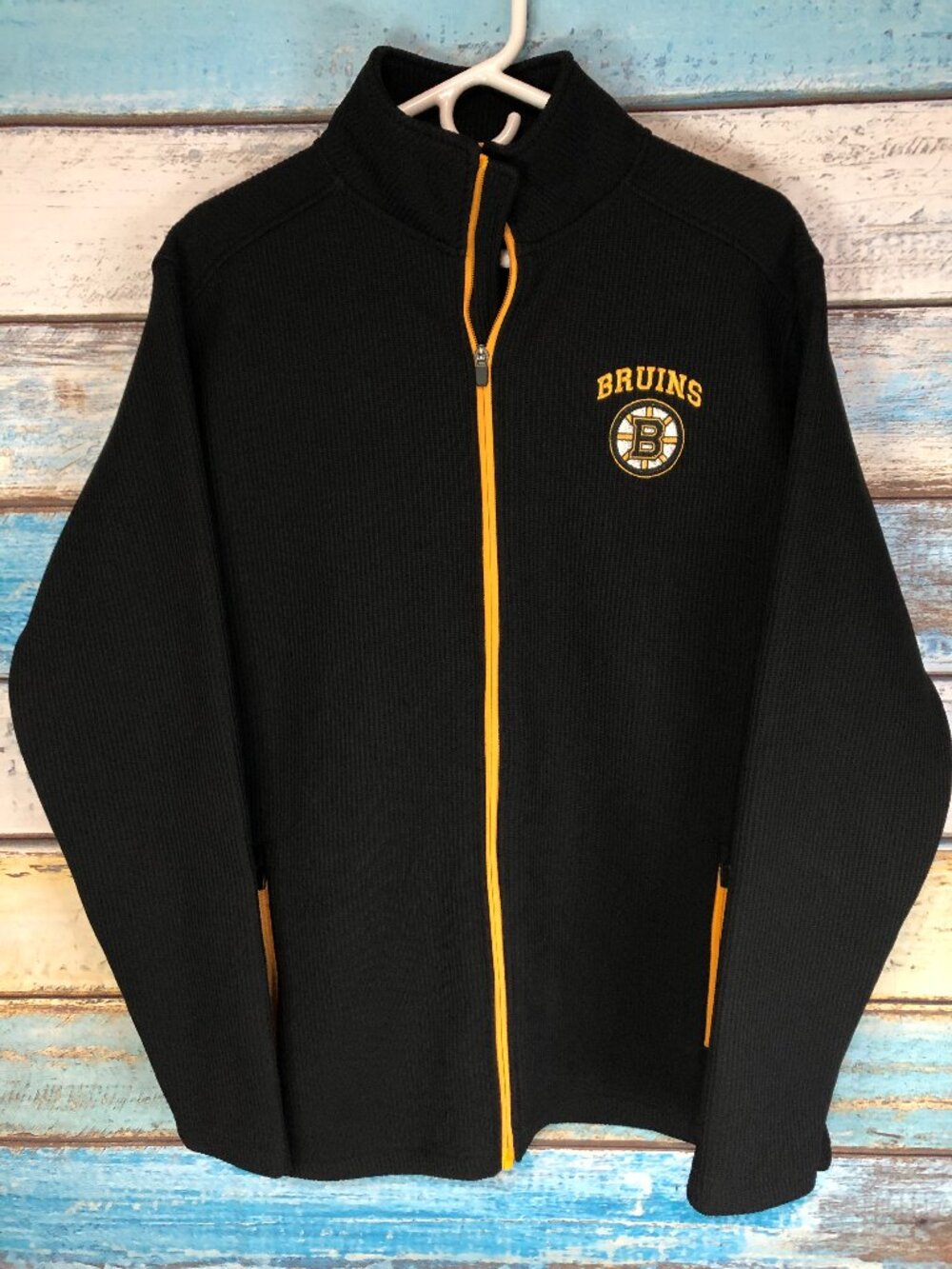 NHL Boston Bruins Ribbed Textured Full Zip Jacket Men's Size Medium - Excellent+